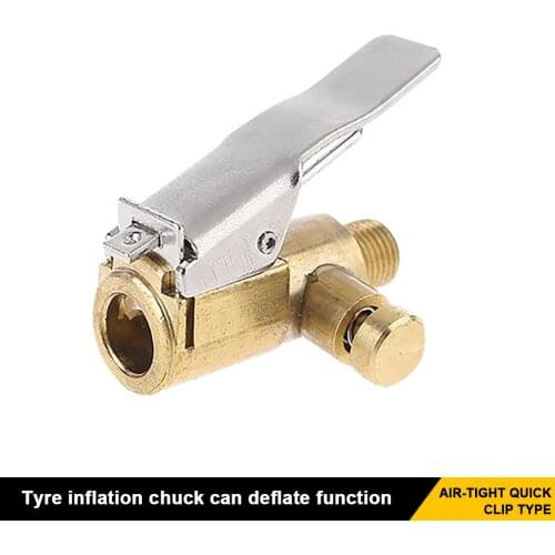 Car Truck Brass Air Pump Chuck Tyre Valve Pump Valve Clip Clamp Connector Adapter Tire Inflator Nozzle with Air Bleeding Valve