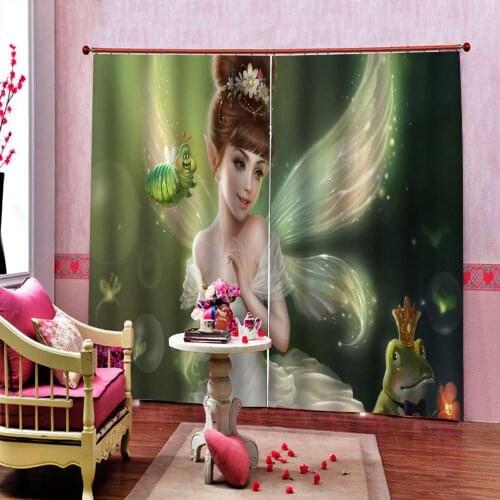 Customized Cute Cartoon HD Butterfly Elves in Dream Forest Curtain For Childrens room Bedroom Blackout Window Drapes Decor
