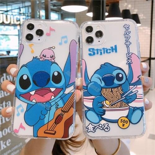 Stitches Transparent Phone Case Men Women Cartoon Soft Silicone Phone Cover for Iphone 6 7 8 11 12 X Xr Anti-fall Phone Shell