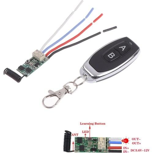433 Mhz DC 3.6V~12V RF Remote Relay Control Switch Scooter Universal Wireless 1CH Receiver LED Light Kit DIY