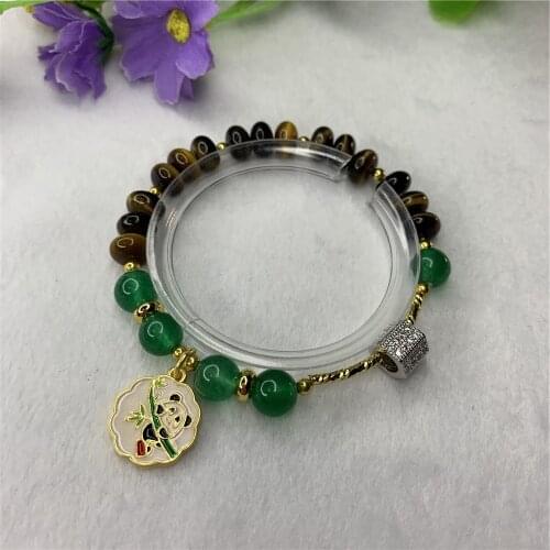 Religious Natural Tiger Eye Stone 5x8mm Abacus Bead Lady Bracelet Yoga Jewelry Elastic Rope Pendant Chain 7.5inch Y899