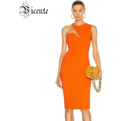 VC Chic Voile Splicing Design Knee Length Dress Sexy One Shoulder Celebrity Party Club Bandage Vestido Free Shipping