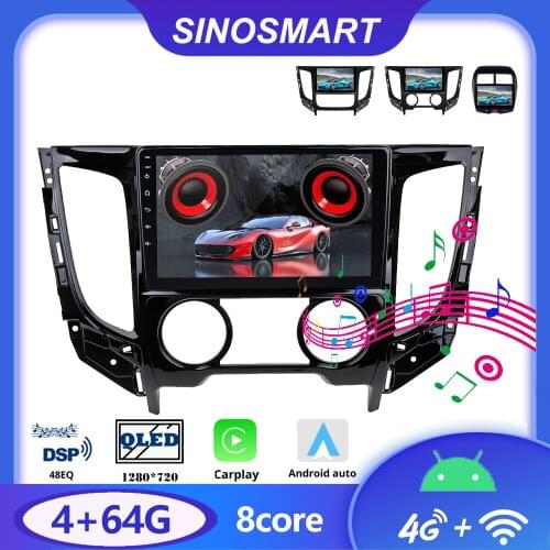 Sinosmart 8 Core,DSP 48EQ Car GPS Navigation for Mitsubishi Triton Manual Auto/AC 2015-19 L200 ASX Outlande 2013-20 Radio IPS