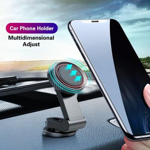 Foldable Magnetic Carbon Fiber Car Phone Holder Center Console Mini Magnet Car Bracket GPS Navigation Mobile Phone Stand Holder