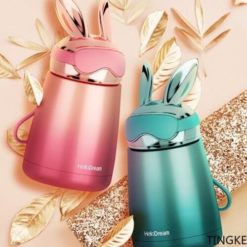 Bunny ears vacuum stainless steel vacuum flask student children fashion portable water bottle bullet 300ml outdoor water cup