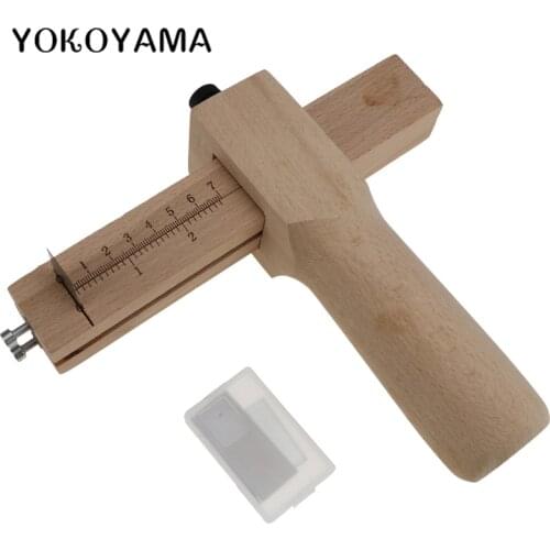 YOKOYAMA Adjustable Leather Craft Cutter Strap Belt DIY Hand Cutting Tools Wooden Strip Cutter With Sharp Blades Sewing Gadget