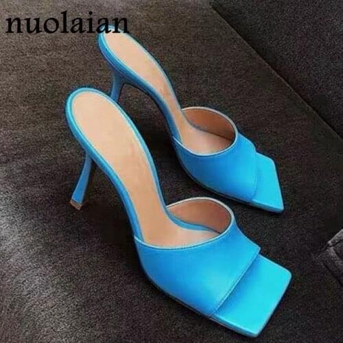 2020 Square Toe Women Summer Sandal Shoes Dress 9CM High Heels Peep Toe Sandals Woman Pumps Wedding Shoe Ladies High Heel Shoe