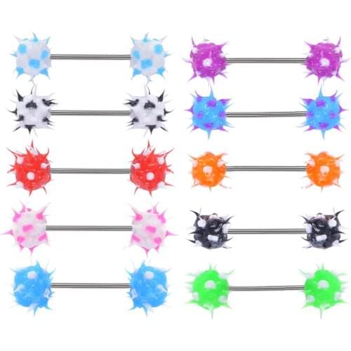 1pc Silicone ball Stainless steel Tongue Barbell Rings Nipple Barbell Women Sexy Piercing Fashion Body Jewelry Accessories