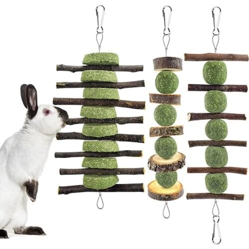 100% Natural Rabbit Chew Toy Small Pet Teeth Improve Bunny Health Organic Apple Twigs Timothy Grass Ball String Accessories 1Pcs