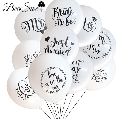 15pcs/bag 10inch White Mr. Mrs. Wedding Latex Balloons Helium/Air She said YES! Engagement party decorations Valentine supplies