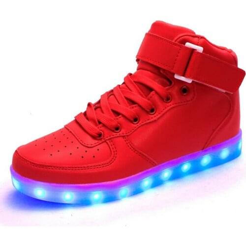2018 Hot New USB Charging Kids Sneakers Fashion Luminous Lighted Colorful LED lights Children Shoes Casual Boy girl Shoes Girls