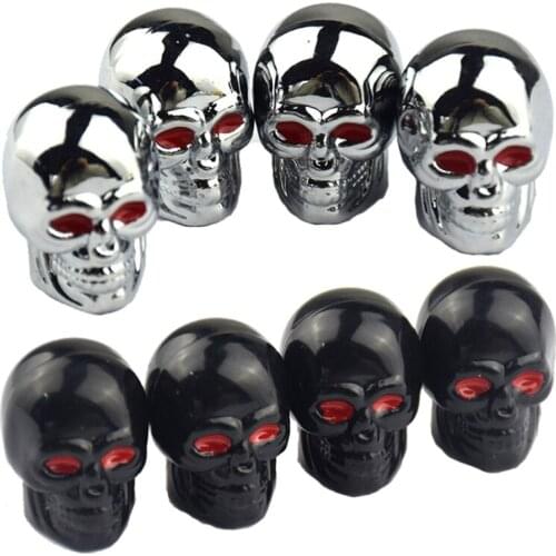 4x Universal Car Wheel Tire Skull Valve-Stem Airtight Seal Cover Decoration G5AD