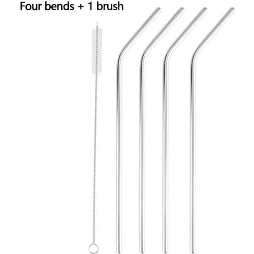 4Pcs 304 Steel Drinking Straw Reusable Straws Set Milk Drinkware Bar Party Accessory With Cleaner Brush