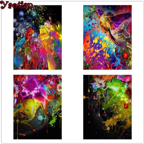 5D DIY Diamond Painting Abstract artistic colorful flowers Mosaic Kit diamond embroidery Rhinestone Drawing Picture Home Decor