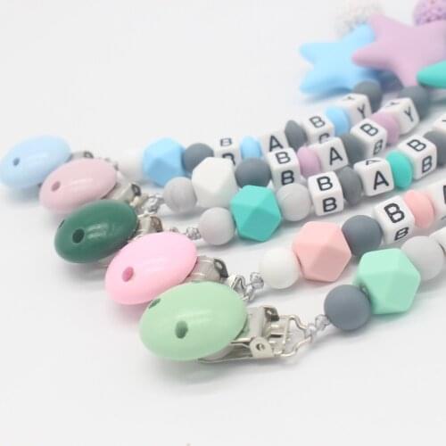Infant Supplies Five Star Pattern Auxiliary Food Pacifier Holder Chain Kids Gift Anti-lost Baby Teether Chain Silicone 1Pcs