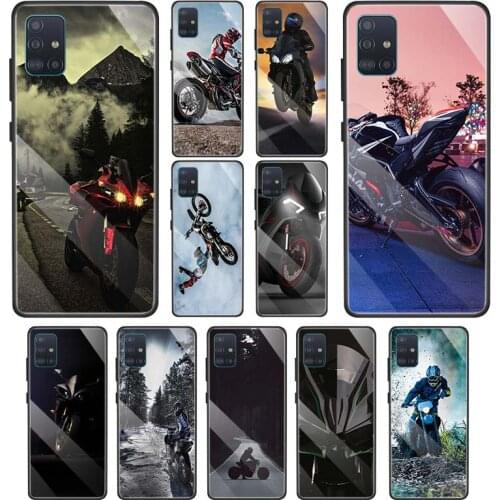 Moto Cross Motorcycle Cases for Samsung Galaxy A70 A50 A51 M51 A41 A40 A20 A21 A11 A31 A71 M11 Tempered Glass Phone Cover