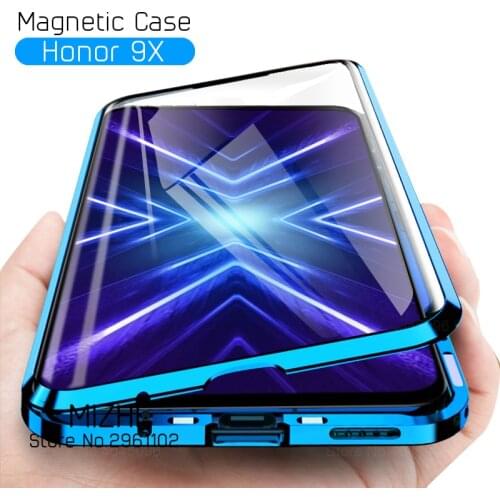 Magnetic Filp Phone Case Honor 9x Double Sided Glass Case For Huawei Honer 9X 9 X Premium Global Cover On Honor9x Stk-lx1 Coque