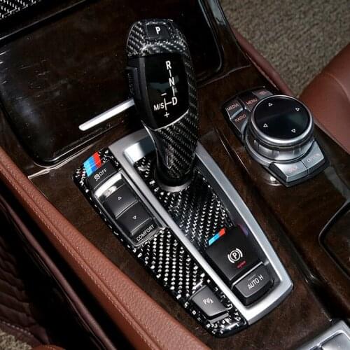 Carbon Fiber Center Console Gear Shift Panel decoration cover trim Sticker for BMW 5 7 series X3 X4 F10 F07 F25 F26 Car styling