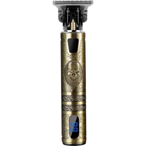 Bronze Skull LCD Display USB Charging Rechargeable Electric Hair Styling Clipper For Salon Barber Shop