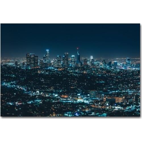 Los Angeles Cityscape Night Lights Picture Printed Canvas Cloth Wall Art Poster Painting For Room Decor