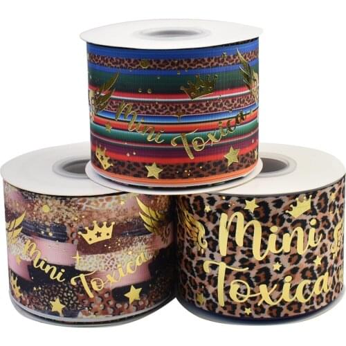 HSDRibbon 75mm 3inch hsd-design custom mini toxica Pattern on Grosgrain Ribbon