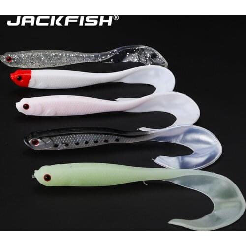 JACKFISH 15CM/6G Long tail soft fishing lure Luminous Soft bait Swimbaits Jig Head Soft Lure for fly fishing fishing tackle