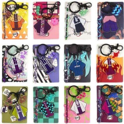 Anime Demon Slayer Rengoku Kyoujurou Tanjirou Nezuko Zenitsu Inosuke Hashira figure cloth Kimono Nichirin Sword blade keychain
