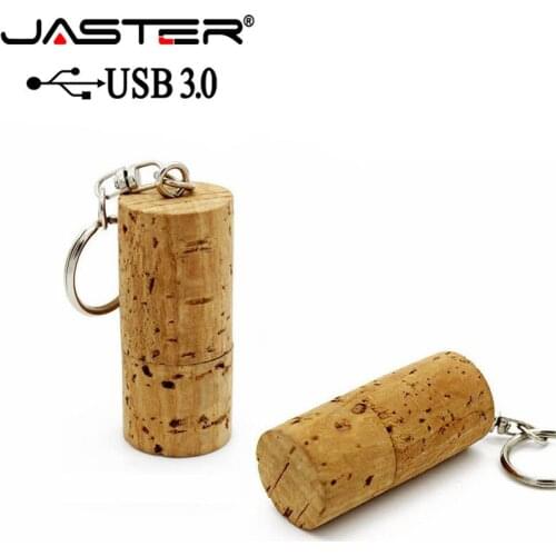 JASTER USB 3.0 Wooden cork USB flash drive wood bottle plug pendrive 4G 8GB 16GB 32GB 64GB with keychain 1PCS free custom logo