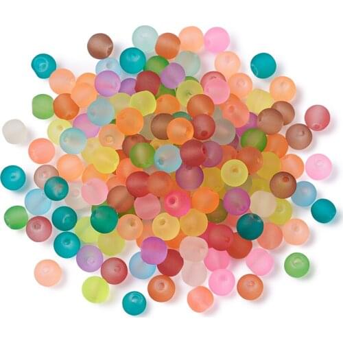 500pcs Round Transparent Frosted Glass Beads 4mm/6mm Mixed Color For Jewelry Making