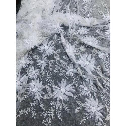 Lace latest beaded lace with sequinces and flowers 3d beaded laces10 yards/Lot