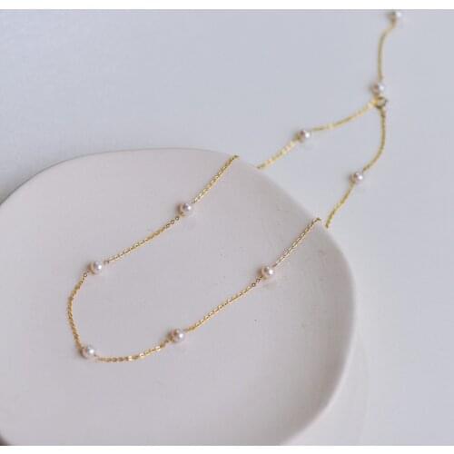 Lily Jewelry Choker Necklace Real Pearl 925 Sterling Silver Gold color High Luster Freshwater Pearl for Women Classic Jewelry