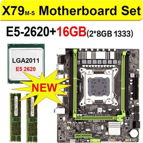 JINGSHA X79 M-S motherboard LGA2011 E5 2620 CPU 2 pcs x 8GB = 16GB DDR3 1333Mhz 10600 ECC REG Memory Set M-ATX combos