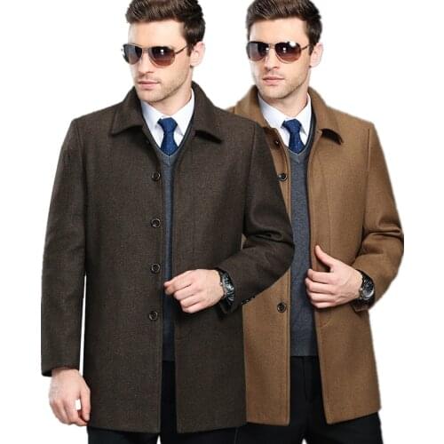 Male autumn winter wool outerwear woolen coat plus size thickening medium-long plus velvet overcoat Abrigo de lana Casaco de la