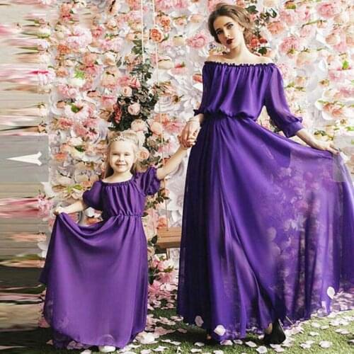 New Family Clothing Matching Mother Daughter Dresses Bohemian Strapless Long Dress Mother Girl Clothing Family Matching Outfits