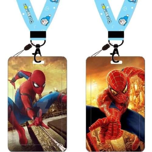New Disney Spiderman card holder keychain key Cartoons card bus card Document card bag