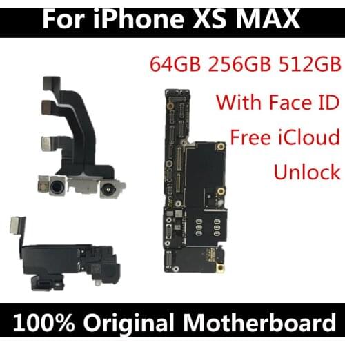 100% Unlocked for iPhone Xs Max Motherboard Free iCloud With / Without Face ID 1 SIM Full Tested Logic board IOS System Plate