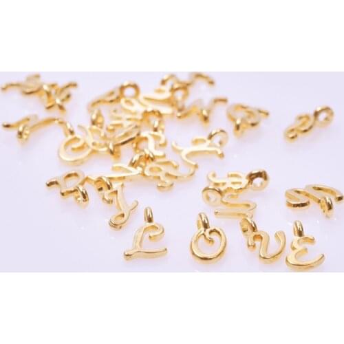 Gold Silver Color Initial Letters Charms For Jewelry Making 26 pcs Alphabet Pendant DIY Accessories Women Men Handmade Supplies