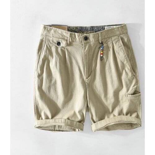 T104 High Quality Man Shorts Cargo Solid Color Mid-Waist Japanese Multi-Pocket Casual Loose All-Matched Tooling Five-Point Pants