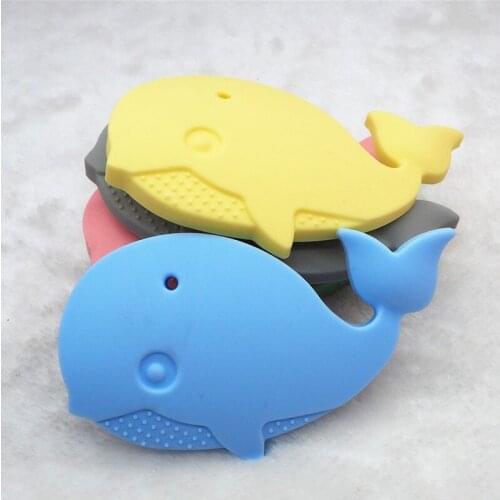 Chenkai 50PCS Silicone Whale Teether DIY Animal Baby Shower Pacifier Dummy Teething Chewing Pendant Nursing Jewelry Sensory Toy