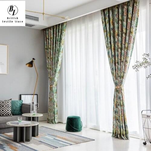 Leaf Modern Simple Double-sided Matte Printed Fabric Curtains for Living Room Bedroom Curtains