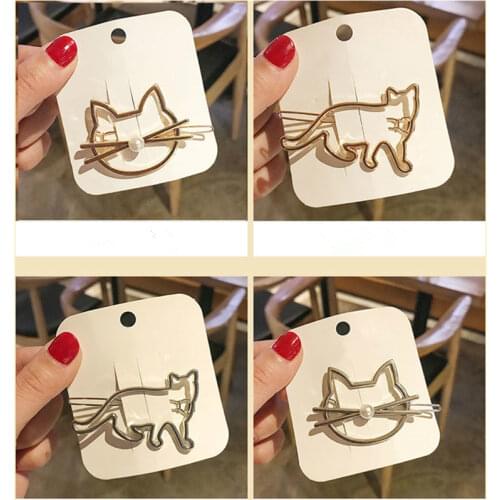 1 PCS Trendy Lovely Zinc Alloy Silver Gold Cat Shape Women Girls Hair Clip Clamp Fashion Jewelry Hair Accessories Hot Sale