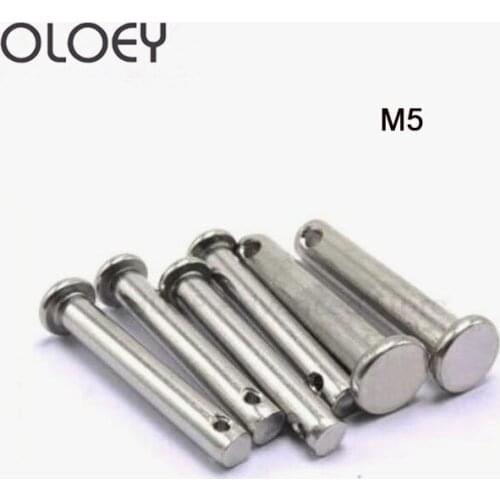 M5 Standard 304 Stainless Steel Pin Shaft Flat Head With Hole Cylindrical Pin Locating Pin Pin GB882 10 Pcs