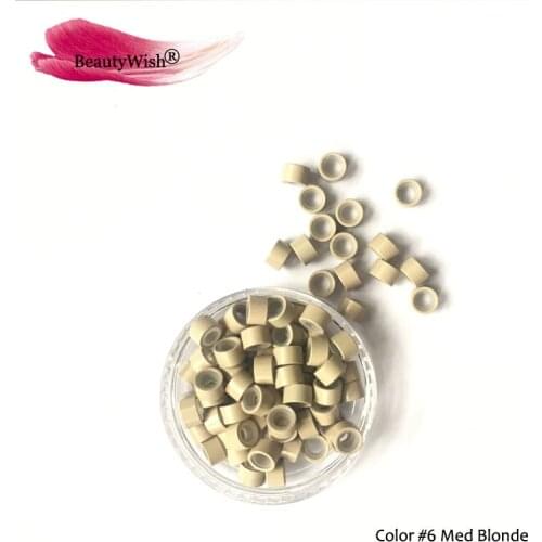 1000pcs 5.0mm Aluminium Micro Rings with Silicone Lined Links Beads Tube for Hair