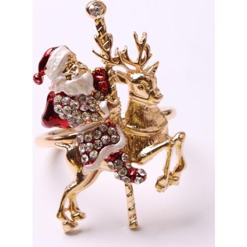 12/ PCS new metal reindeer Santa napkin ring napkin buckle