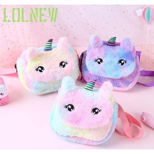 2020 Unicorn Cartoon Plush Shoulder Bag Women Girls Children Lovely Plush Messenger Crossbody Diagonal Bag Dropship New