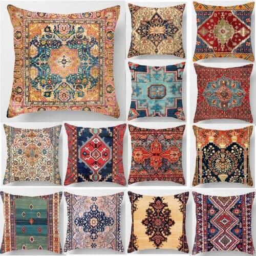 2021 Ethnic Persian Print Cushion Cover 45*45 Retro Decorative Pillowcase Vintage Art Turkish Style Livingroom Throw Pillow Case