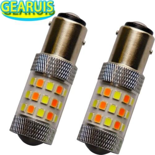2X 1157 bay15d 3157 42 SMD 2835 LED T20 7443 7444 W21/5W Dual Color White Amber Car DRL Turn Signal Light 12V Switchback LED