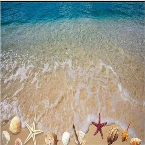 Beibehang Customized 3D shell beach painting PVC adhesive non - slip waterproof thick self - adhesive floor decoration painting