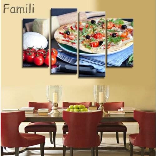 4pcs Kitchen Food Pizza With Colorful Vegetables Wall Art Painting The Picture Print On Canvas Food Pictures For Home Decor Deco
