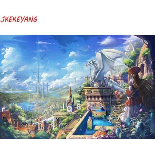 5D DIY square/round Diamond Painting castle and dragon Cross Stitch Diamond Embroidery Pattern Rhinestone home decor J0984